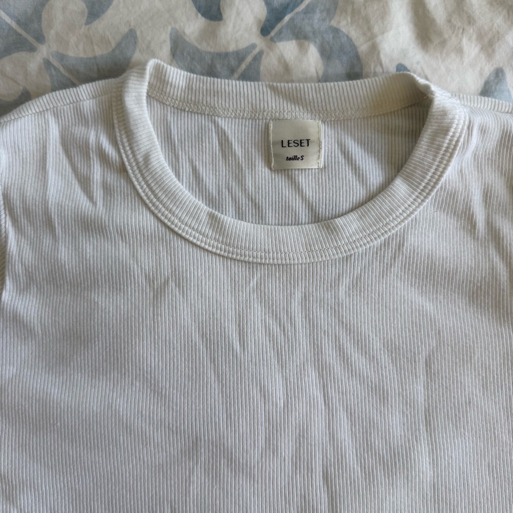 Leset Ribbed White tee- Small - Picture 3 of 6